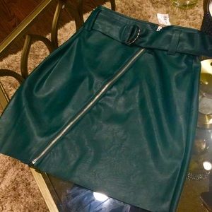 Hunter green Faux leather skirt